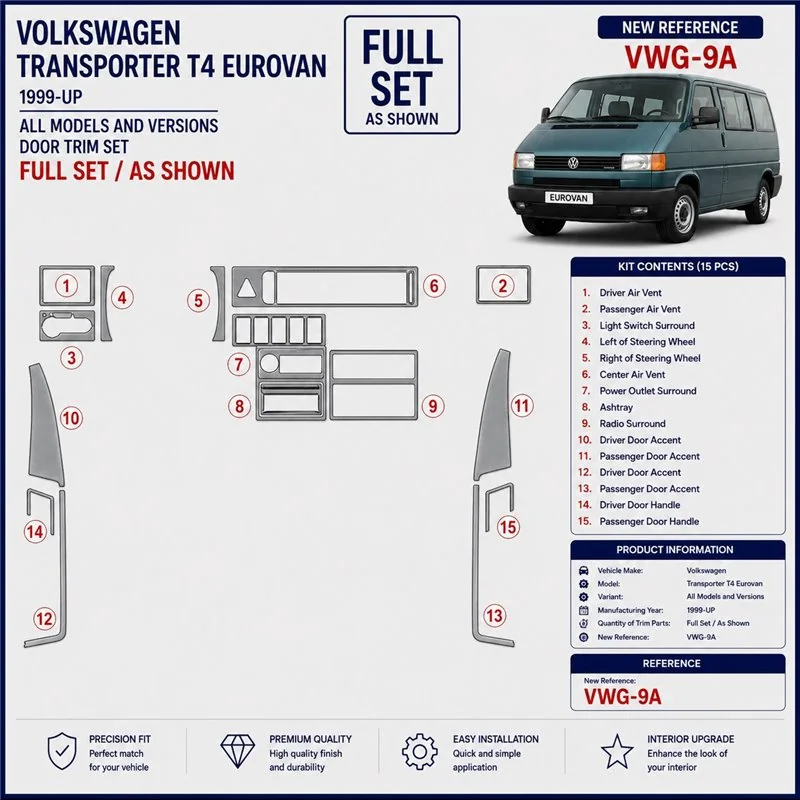 Volkswagen TransporterT4 Eurovan 1999+ set completo kit cruscotto 3D