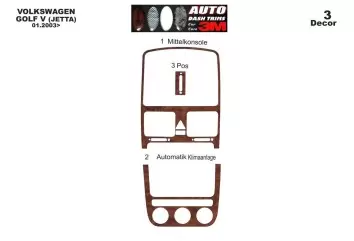 Volkswagen Golf V Jetta 10.03 - 10.08 A-AC Kit Rivestimento Cruscotto all'interno del veicolo Cruscotti personalizzati 3-Decori
