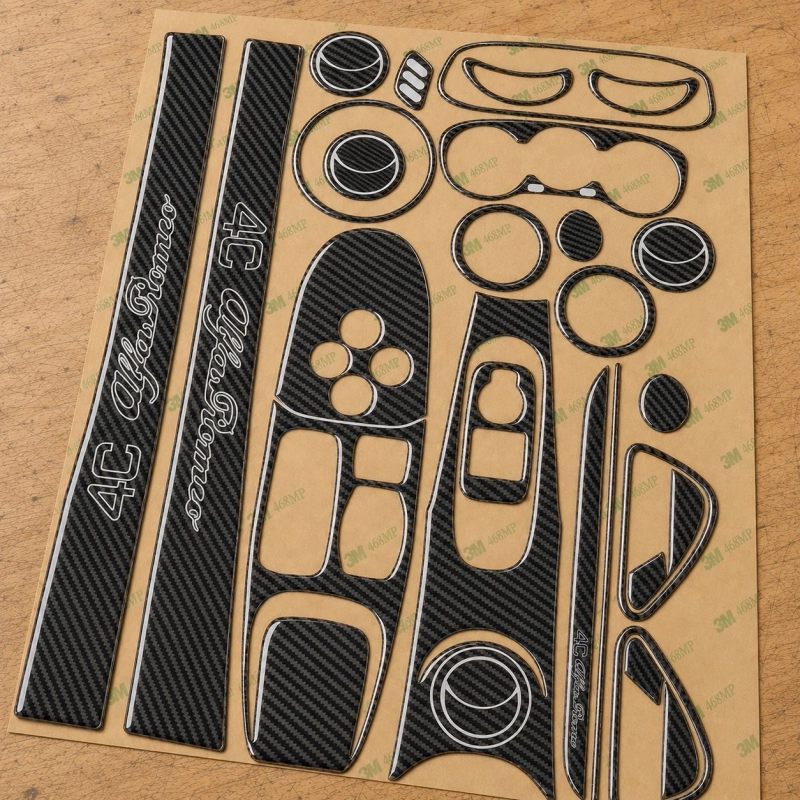 Alfa Romeo 4C 2014-2020 Coupe kit rivestimento cruscotto e interni 3D 35 pezzi