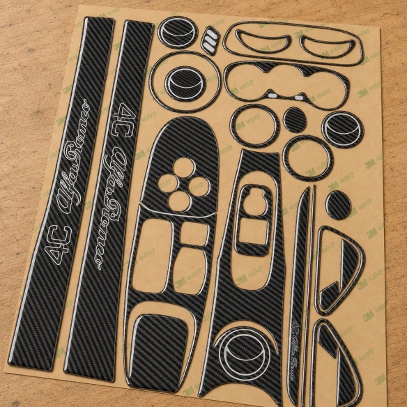 Alfa Romeo 4C 2014-2020 Coupe kit rivestimento cruscotto e interni 3D 35 pezzi