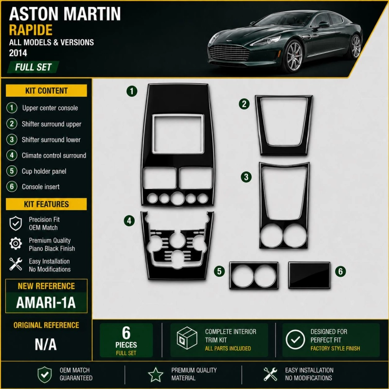 Aston Martin Rapide 2014 kit rivestimento cruscotto e interni 3D 6 pezzi
