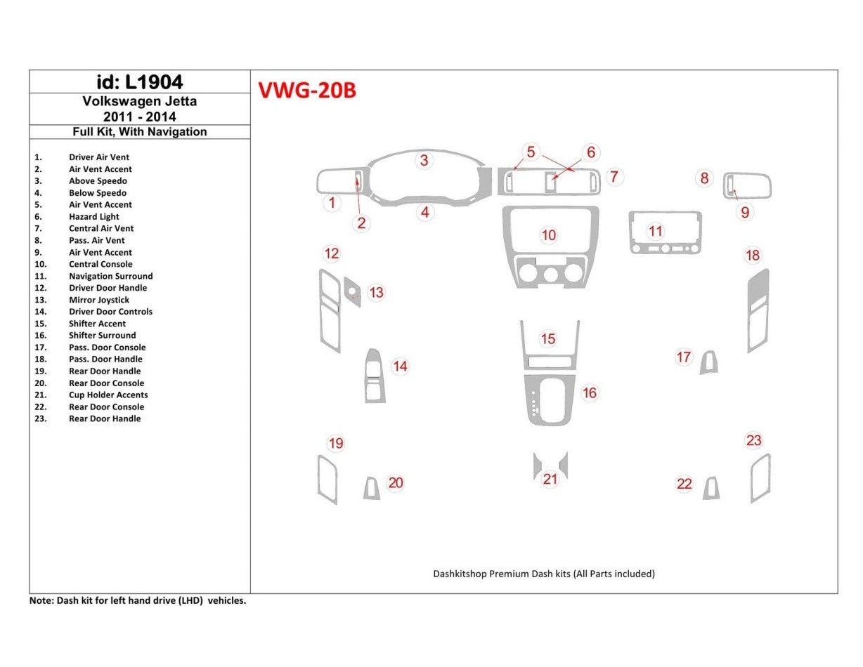 Volkswagen Jetta 2011-UP Full Set, With NAVI Cruscotto BD Rivestimenti interni Volkswagen Jetta 2011-UP Full Set, With NAVI Cruscotto BD Rivestimenti interni