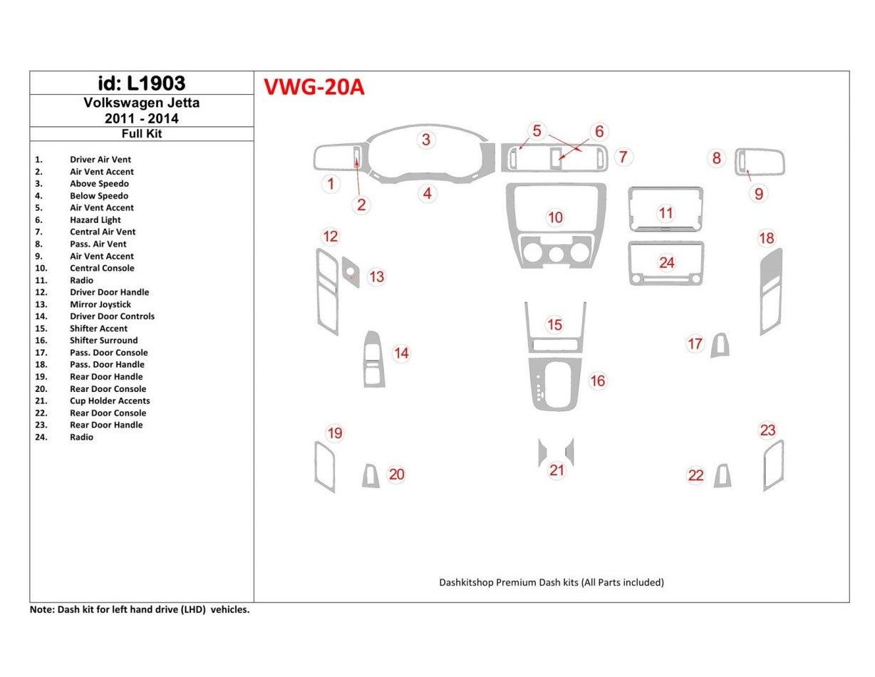 Volkswagen Jetta 2011-UP Full Set, Without NAVI Cruscotto BD Rivestimenti interni Volkswagen Jetta 2011-UP Full Set, Without NAVI Cruscotto BD Rivestimenti interni