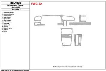 Volkswagen Passat 1995-1997 Automatic Gearbox, 11 Parts set Cruscotto BD Rivestimenti interni
