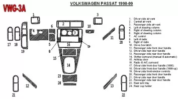 Volkswagen Passat 1998-1999 Full Set, 24 Parts set Cruscotto BD Rivestimenti interni