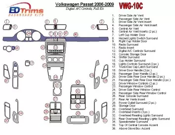 Volkswagen Passat 2006-2009 Full Set, Automatic AC Control Cruscotto BD Rivestimenti interni