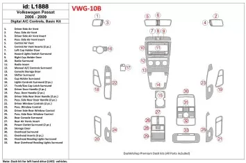 Volkswagen Passat 2006-2009 Manual Gearbox AC Controls, Basic Set Cruscotto BD Rivestimenti interni