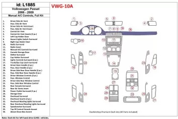 Volkswagen Passat 2006-2009 Manual Gearbox AC Controls, Full Set Cruscotto BD Rivestimenti interni
