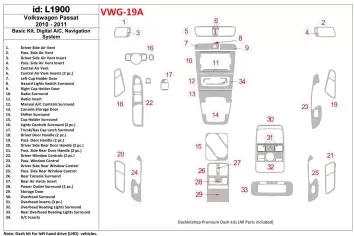 Volkswagen Passat 2010-UP Basic Set, Automatic A/C, Navigation system Cruscotto BD Rivestimenti interni