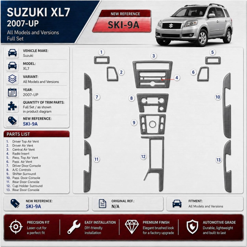 Suzuki XL7 2007-in poi set completo kit rivestimento cruscotto e interni 3D