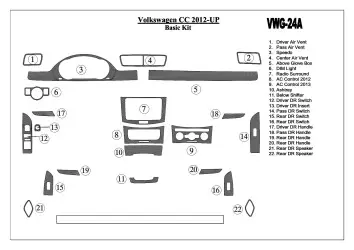 Volkswagen Passat CC 2012-UP Basic Set Cruscotto BD Rivestimenti interni