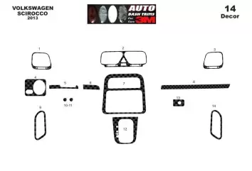 Volkswagen Scirocco 01.2013 Kit Rivestimento Cruscotto all'interno del veicolo Cruscotti personalizzati 16-Decori