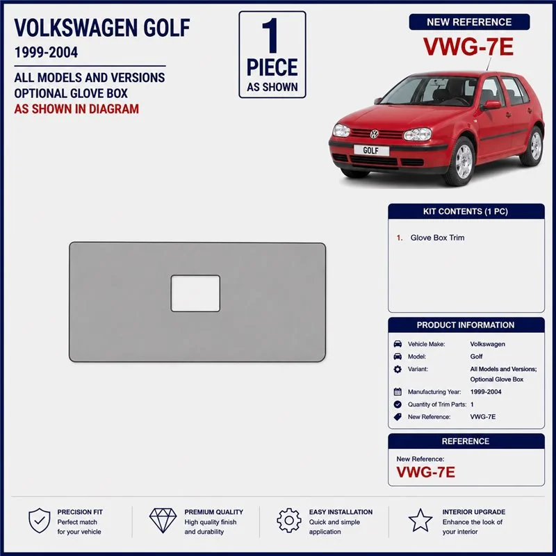 Volkswagen Golf 1999-2004 cassetto portaoggetti opzionale kit cruscotto 3D