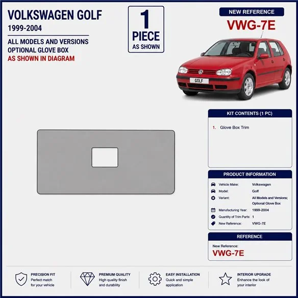 Volkswagen Golf 1999-2004 cassetto portaoggetti opzionale kit cruscotto 3D