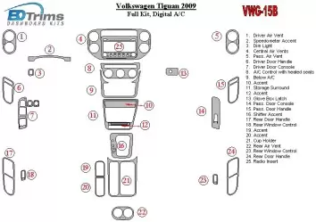 Volkswagen Tiguan 2009-2009 Full Set, Automatic AC Cruscotto BD Rivestimenti interni