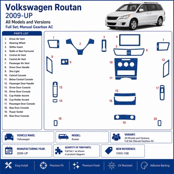 Volkswagen Routan 2009-in poi set completo; cambio manuale AC kit rivestimento cruscotto e interni 3D