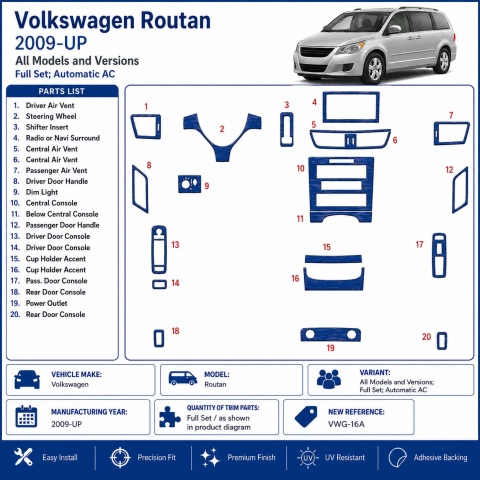 Volkswagen Routan 2009+ set completo,Automatic AC kit cruscotto 3D 2