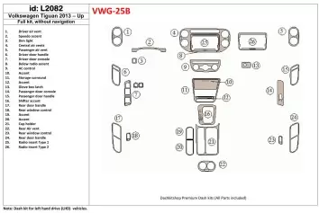 Volkswagen Tiguan 2013-UP Full Set, Without NAVI Cruscotto BD Rivestimenti interni