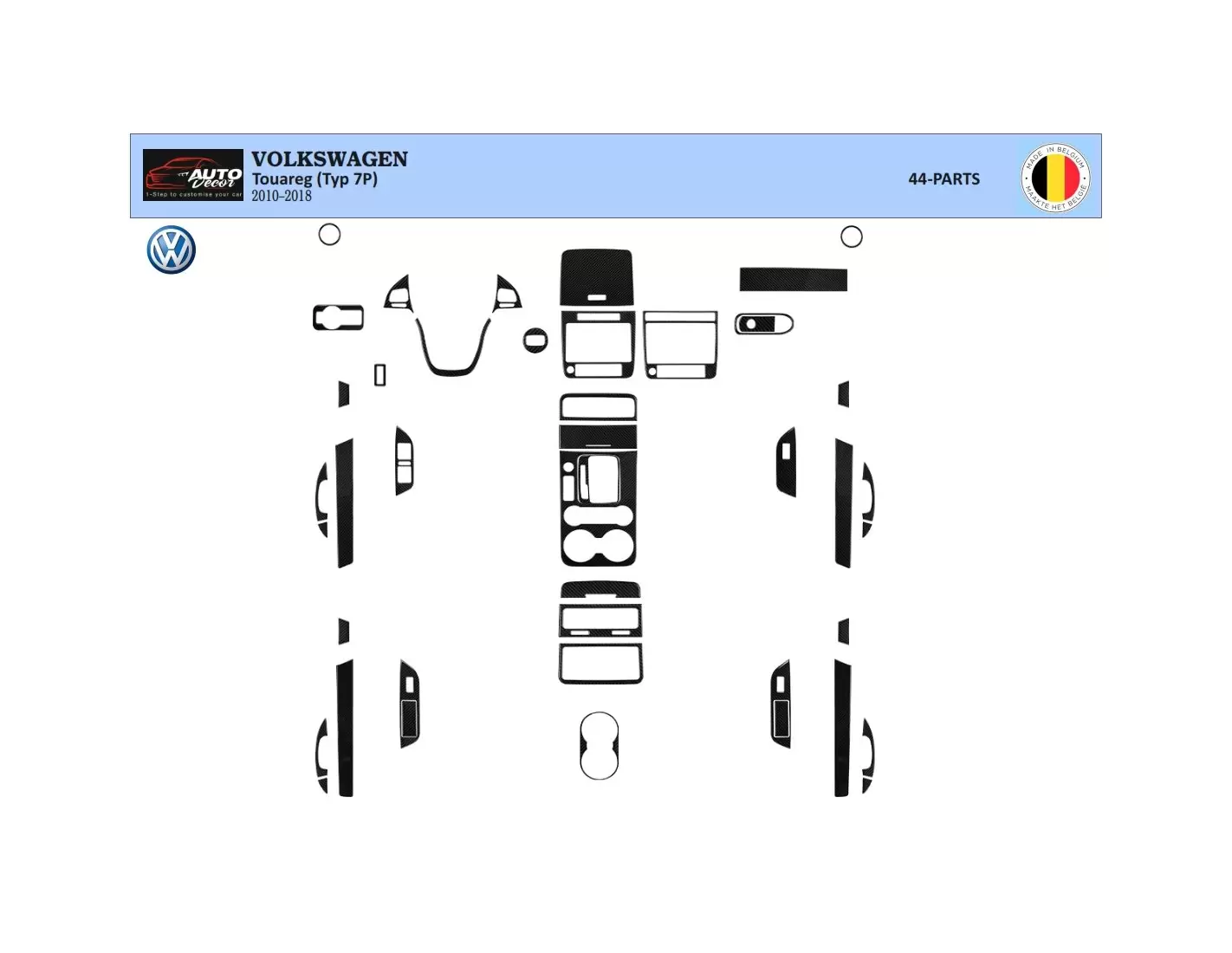 Volkswagen Touareg 2011-2017 Kit Rivestimento Cruscotto all'interno del veicolo Cruscotti personalizzati 35-Decori