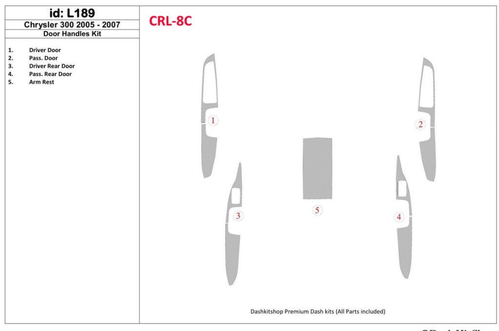 Chrysler 300 2005-2007 Door Handles Cruscotto BD Rivestimenti interni