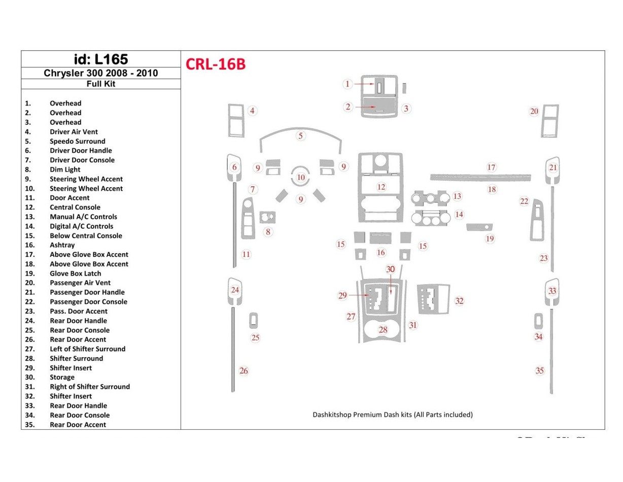 Chrysler 300 2008-UP Full Set Cruscotto BD Rivestimenti interni