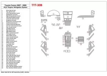 Toyota Camry 2007-2010 Full Set, 4 Cyl With NAVI Mascherine sagomate per rivestimento cruscotti 