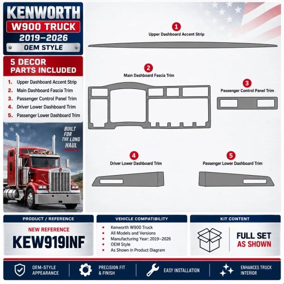 Kenworth W900 Truck- Year 2019-2026 Original Selection kit rivestimento cruscotto e interni 3D