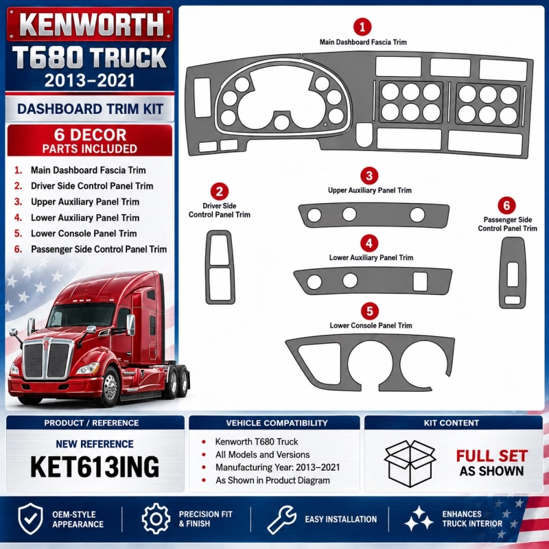 Kenworth T680 Truck- Year 2013-2021 kit rivestimento cruscotto e interni 3D