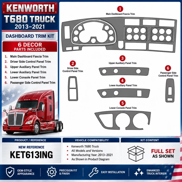 Kenworth T680 Truck- Year 2013-2021 kit rivestimento cruscotto e interni 3D
