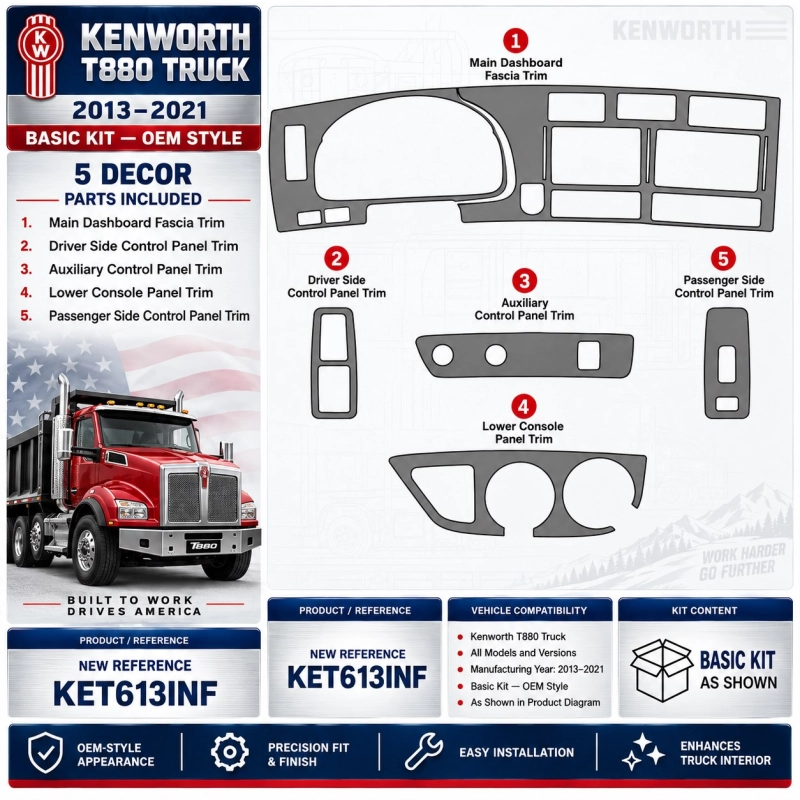 Kenworth T880 Truck- Year 2013-2021 kit rivestimento cruscotto e interni 3D