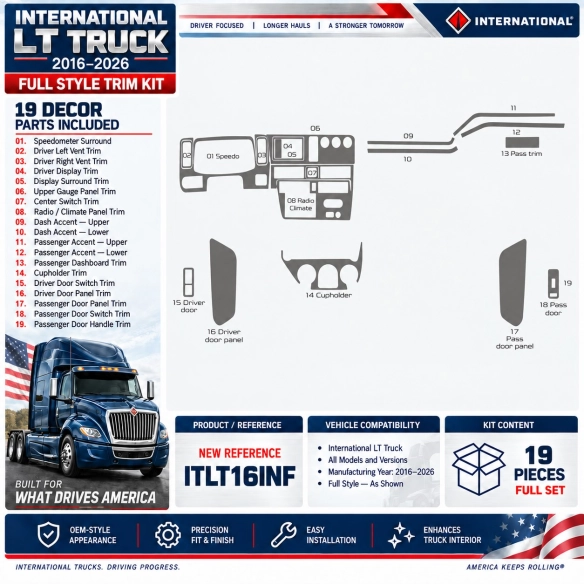 International LT Truck Year 2016-2026 Full Style kit rivestimento cruscotto e interni 3D