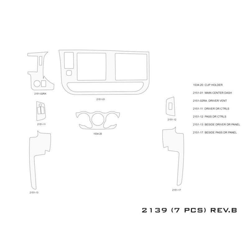 GMC Savana 2008-2020 kit rivestimento cruscotto e interni 3D 7 pezzi