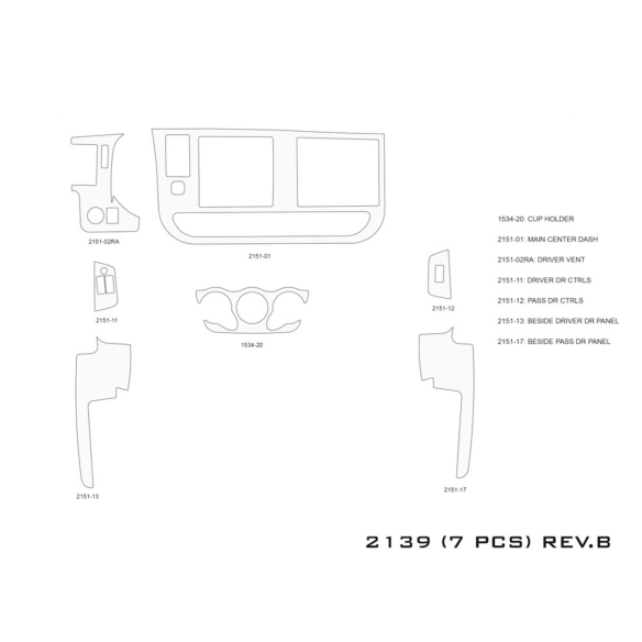 GMC Savana 2008-2020 kit rivestimento cruscotto e interni 3D 19 pezzi