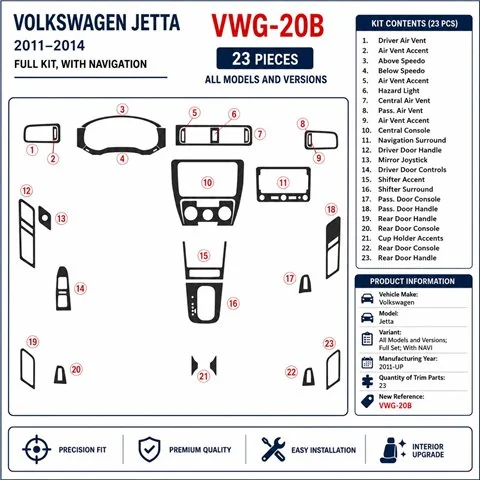 Volkswagen Jetta 2011+ set completo, con navigazione kit cruscotto 3D 2