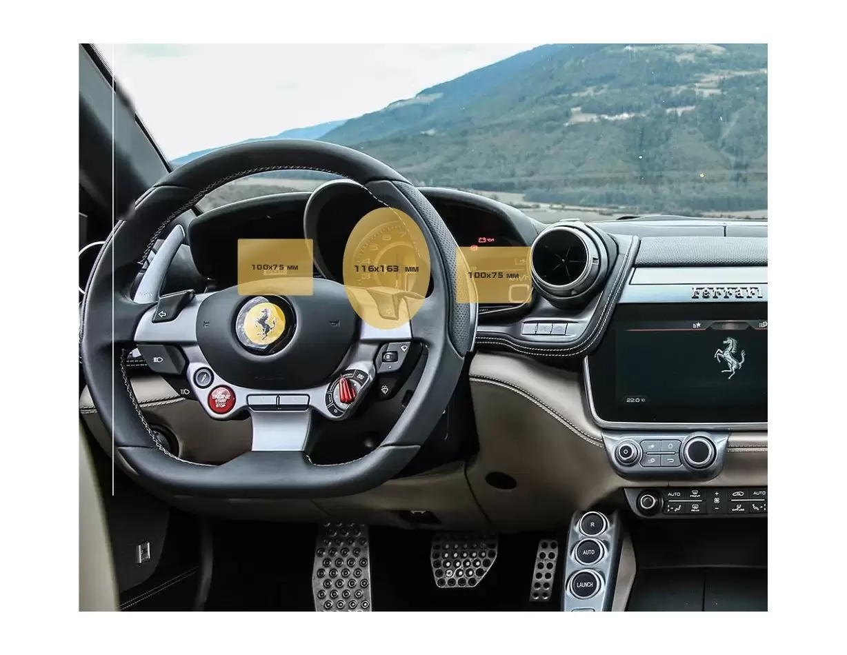 Ferrari Roma 2019 - Present Digital Speedometer Vetro Protettivo HD trasparente di navigazione Protezione