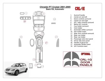Chrysler PT Cruiser 2001-2005 Basic Set, Automatic Gearbox, 17 Parts set Cruscotto BD Rivestimenti interni
