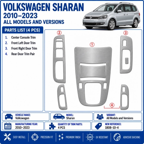 Volkswagen Sharan 2010-2023 kit rivestimento cruscotto e interni 3D 4 pezzi
