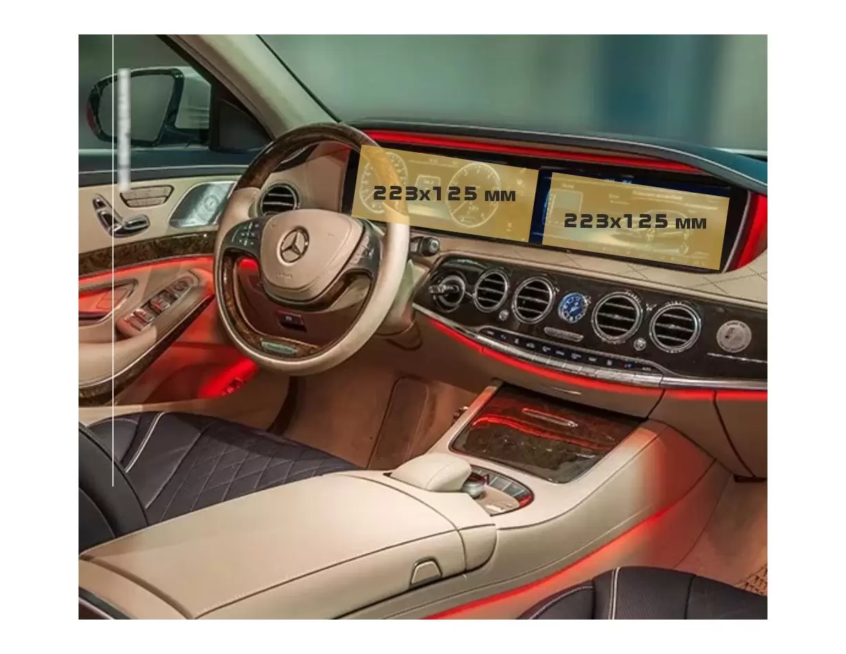 Mercedes-Benz GLS (W167) 2019 - Present Passenger monitors (2pcs,) 10,2" Vetro Protettivo HD trasparente di navigazione Protezio