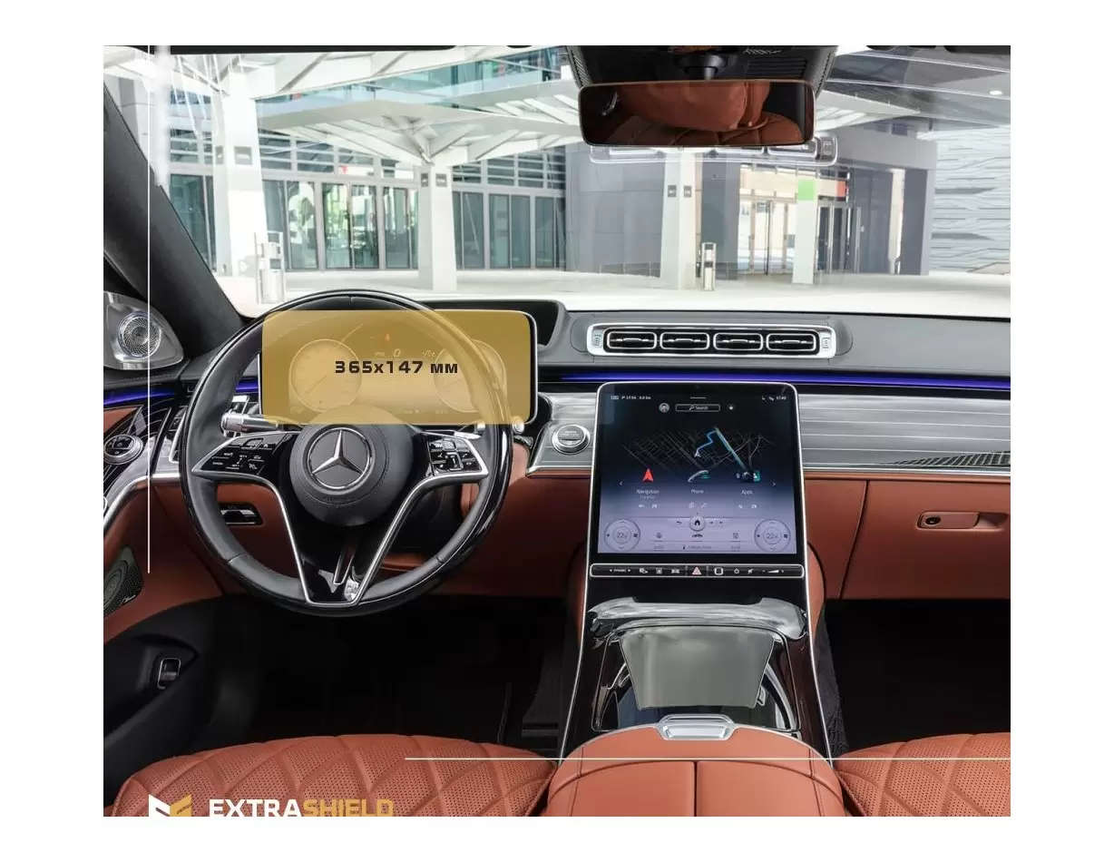 Mercedes-Benz S-class (W222/X222/C217/A217) 2013-2020 Passenger monitors (2pcs,) 10,2" Vetro Protettivo HD trasparente di naviga