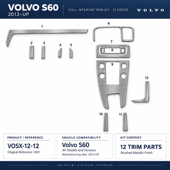 Volvo S 60 2012-in poi kit rivestimento cruscotto e interni 3D 12 pezzi