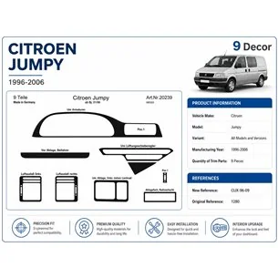 Citroen Jumpy 1996-2006 kit cruscotto 3D, 9 pezzi 2
