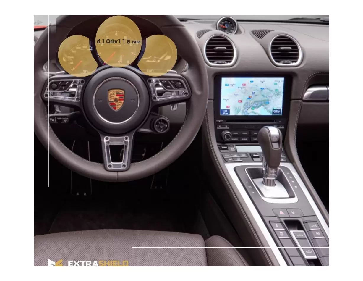 Porsche Boxster 2016 - Present Digital Speedometer 12" Vetro Protettivo HD trasparente di navigazione Protezione