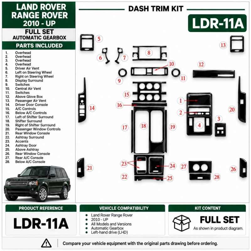 Land Rover Range Rover 2010-in poi set completo; cambio automatico kit rivestimento cruscotto e interni 3D