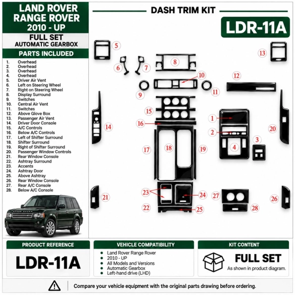 Land Rover Range Rover 2010-in poi set completo; cambio automatico kit rivestimento cruscotto e interni 3D