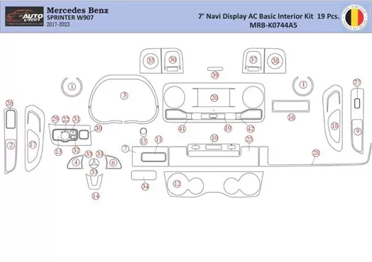 Mercedes Sprinter W907 Mascherine sagomate per rivestimento cruscotti 39 Decori