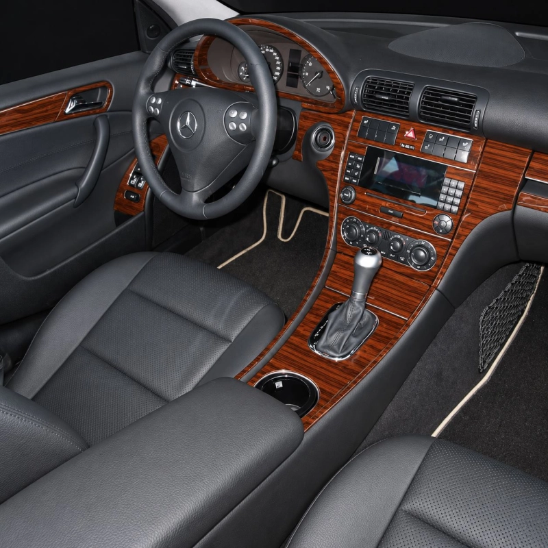 Mercedes-Benz C Class 2005-2007 set completo, 4-Door Coupe; con Power Seats kit rivestimento cruscotto e interni 3D