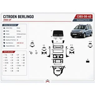Citroen Berlingo 2008+ kit cruscotto 3D, 40 pezzi 2