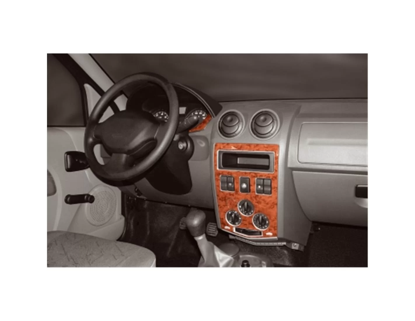 Dacia Logan 04.05 - 09.09 Kit Rivestimento Cruscotto all'interno del veicolo Cruscotti personalizzati 20-Decori