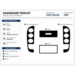 Citroen C2-C3 2002-2004 kit cruscotto 3D, 4 pezzi 2