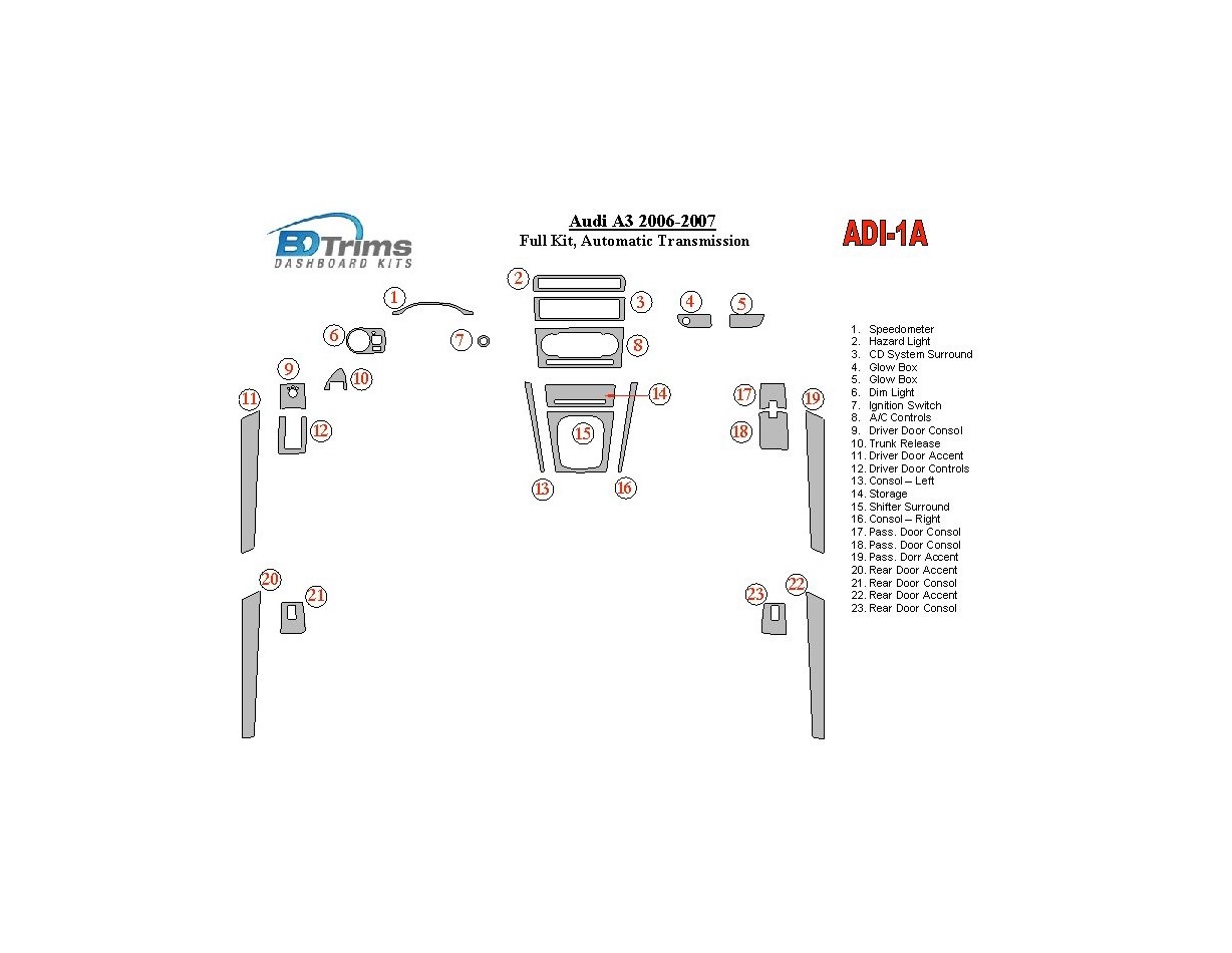 Audi A4 2000-2001 Full Set, Automatic Gearbox Cruscotto BD Rivestimenti interni
